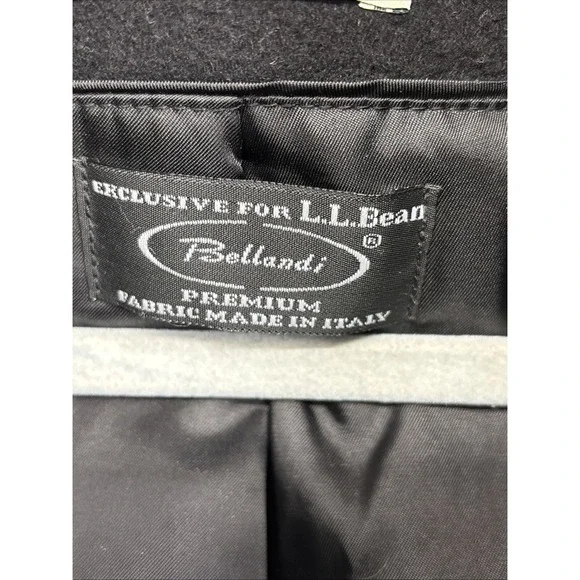 LL Bean Pea Coat Womens Plus 1X Bellandi Italian Soft Wool Insulated Black - Picture 5 of 12